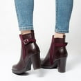 thumbnail image 6 of Pennysue Women's Chunky Heel Booties Burgundy Zipper Ankle Booties Size 10, 6 of 6