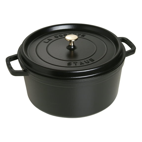 Staub Cast Iron 9-qt Round Cocotte - Black Matte