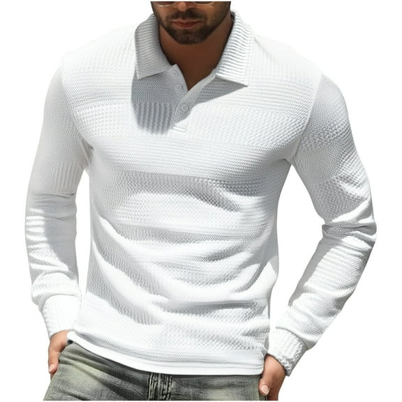 Snndgx Shirts for Men Collared Neck Long Sleeve 1/4 Button Outdoor Actives Casual Going out Shirts