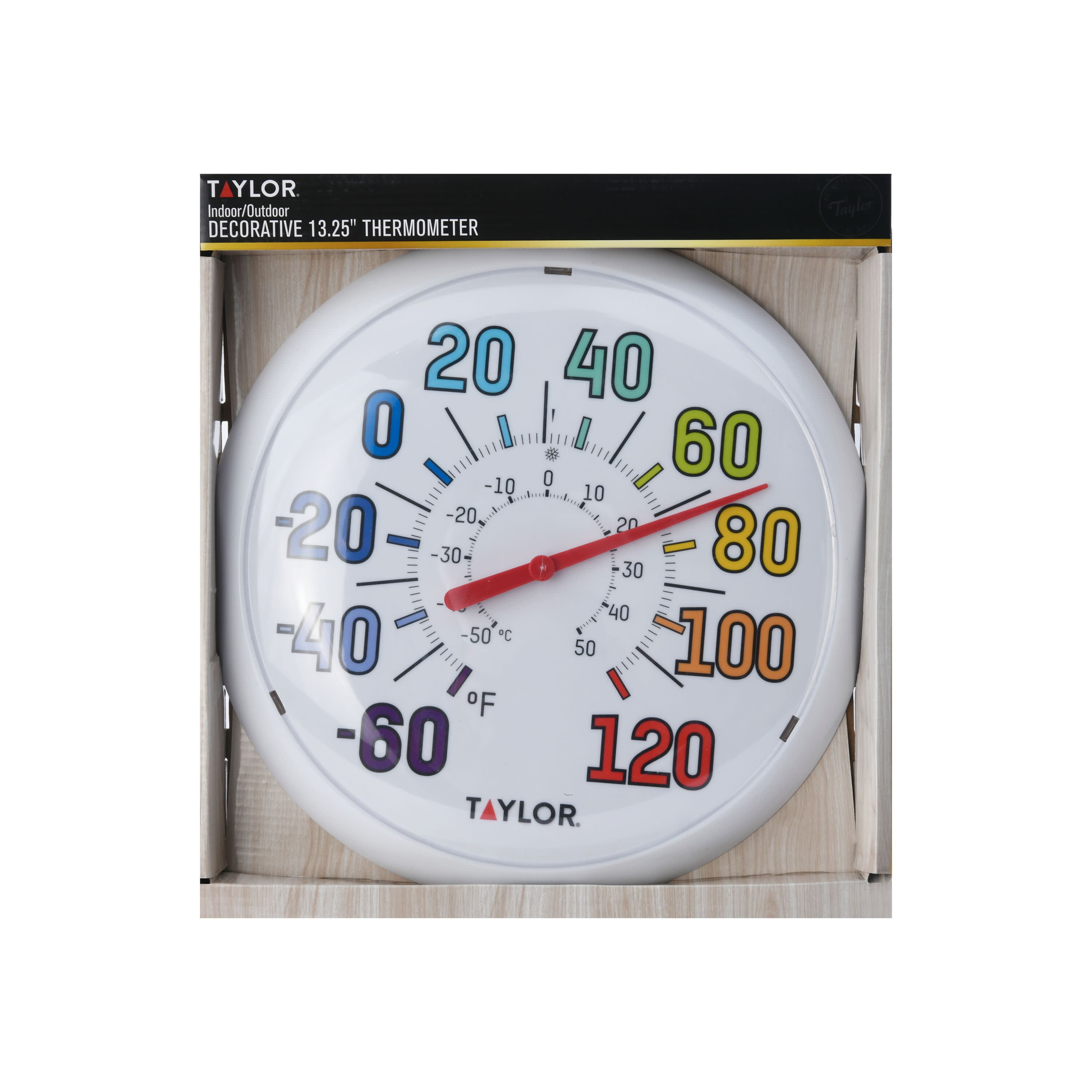 TAYLOR Large 13.25 EASY TO READ In/Outdoor Color Dial Thermometer F/C  #6714