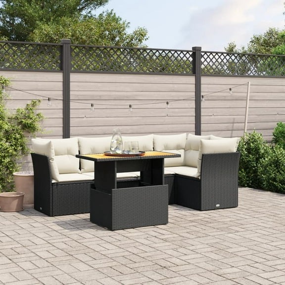 vidaXL Garden Sofa Set Black, Cream White