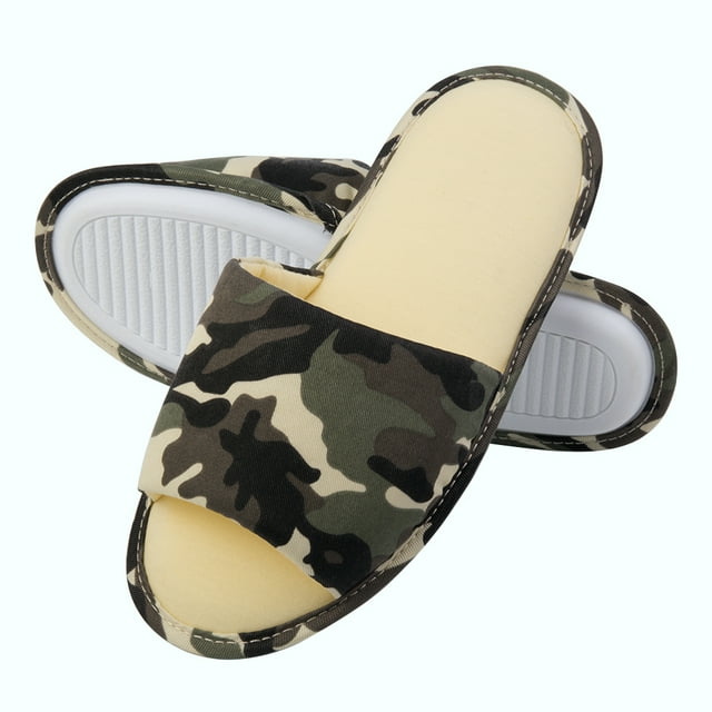 Teen Girls Soft Camo Slippers Anti-Slip Slides for Home Use and Outdoors