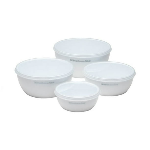 Kitchenaid 4piece Prep Bowl Set with Lids in White and Assorted Sizes