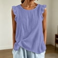 thumbnail image 2 of Bmisegm Womens Tank Tops Casual Comfortable Ruffle Sleeveless Round Neck Relaxed Fit Lightweight Breathable Basic Vest Summer Tops for Women Light Purple XXXXXL, 2 of 5