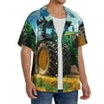 thumbnail image 2 of Rateoe Green Tractor Field Pattern Men's Short Sleeve Classic Shirt, Casual Short-Sleeved Shirt, Lightweight Summer Shirt, Cuban Collar Shirt,Button-Front Shirt-Small, 2 of 5