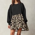 thumbnail image 2 of Elainilye Fashion Dresses for Women 2024 Casual Sweatshirt Long Sleeve Dress Round-Neck Ladies Patchwork Mini Dresses,Brown, 2 of 6
