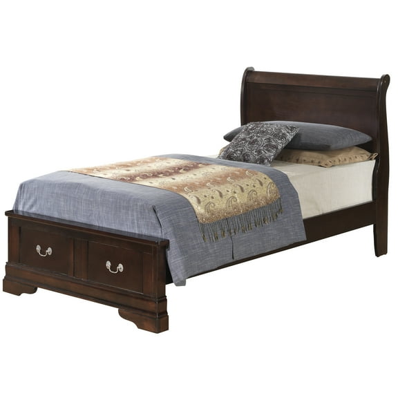 Louis Philippe Cappuccino Twin Storage Sleigh Bed