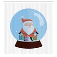 thumbnail image 2 of Ambesonne Christmas Snow Scene Shower Curtain, Happy Santa, 69"Wx70"L, Pale Blue and Multicolor, 2 of 4
