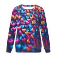 thumbnail image 3 of VALMASS Chandails en Molleton de la Saint-Valentin pour Femmes Manches Longues Imprimé Cœur Hauts Décontractés Col Rond Blouses d'Extérieur (TG, Bleu), 3 of 3
