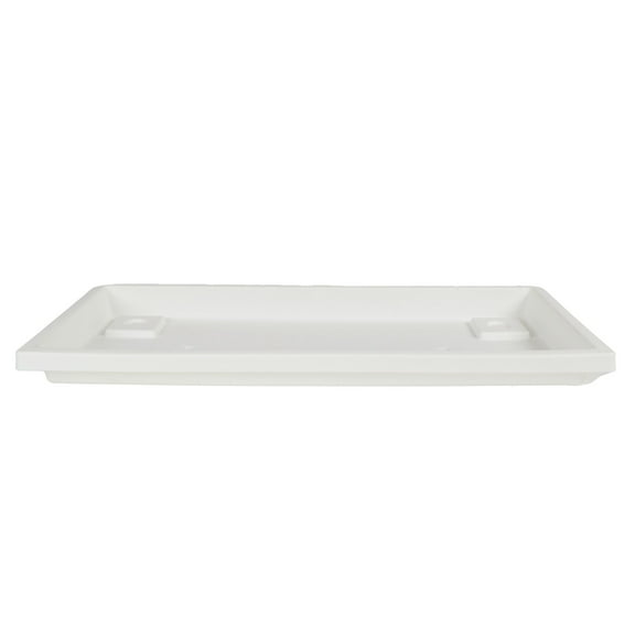 The HC Companies Venetian Rectangular Plant Tray, Plastic Drip Saucer, White