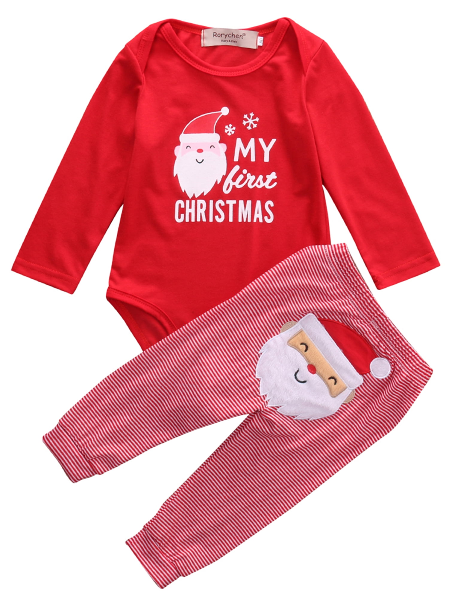 Details about   Baby Girls Boys Infant My First Christmas Top Pants Set Legging Xmas Outfit Suit