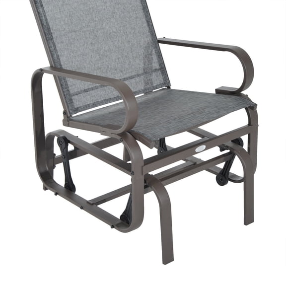 Outdoor Patio Glider Rocker, Metal High-Back Chair - Gray