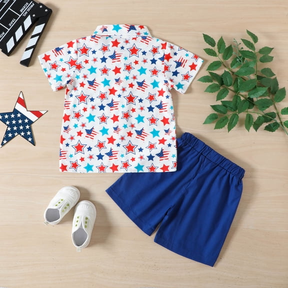 Vedolay Boys Short Sets Boys Summer Outfits Short Sleeve T-Shirt & Shorts Sets Playwear Clothes 2 Piece,Blue 4-5 Years