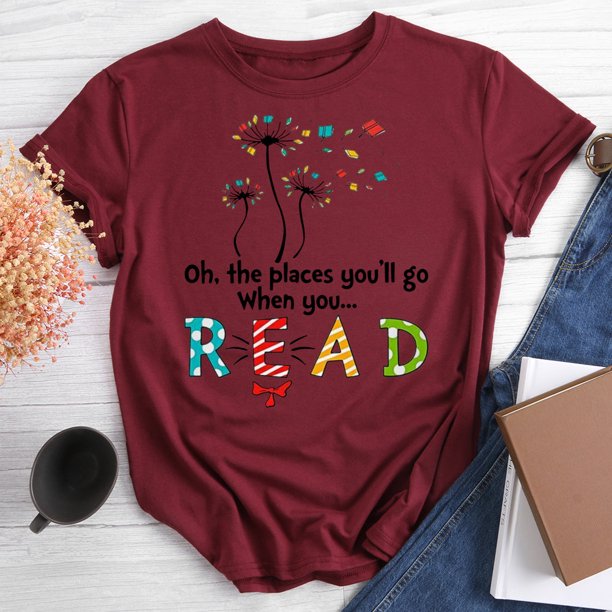 Libros oh los lugares a los que irás camiseta Vino rojo XXL FLhrweasw Para estrenar