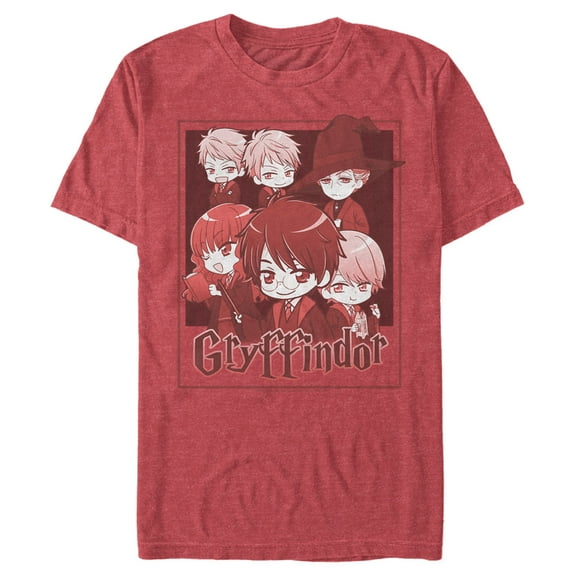 Men's Harry Potter Gryffindor Cartoon Characters  Graphic Tee Red Heather Medium