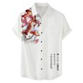 thumbnail image 1 of Camisas De Lino Para Hombre Casual Hombres Solapa Estampado Manga Corta Puños Botón Puerto Estilo Floral Camisa Sand Beach Hawaiianss Summer Top (White, L), 1 of 3
