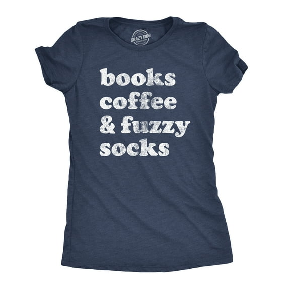 Womens Books Coffee and Fuzzy Socks T shirt Funny Gift for Her Cottage Lake Tee Womens Graphic Tees