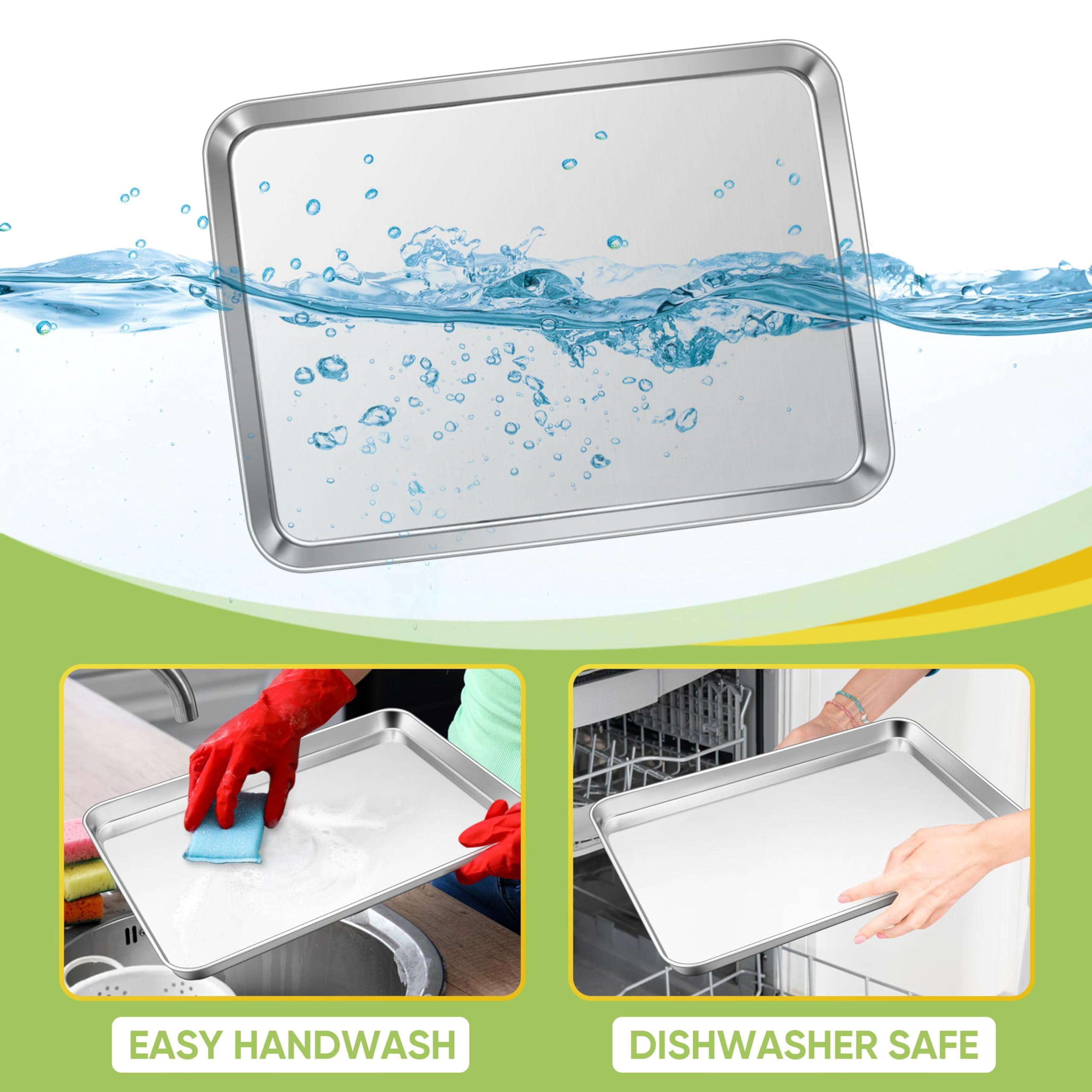 Stainless Steel Baking Sheet  20'' X 14'' Large Pan Bakeware Set Cookie Sheets For Roasting Cooking Non Mirror Finish & Dishwasher Safe