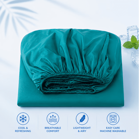 Cool Touch Fitted Sheet, Breathable Cooling Mattress Cover, 360° Elastic Bed Sheet for Summer, Wrinkle & Fade Resistant