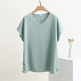thumbnail image 2 of TEAJOPSUU Women's Pajama Top Comfy V-Neck Batwing Sleeve Loungewear Top Loose Fit Casual Sleepwear Blouse 3X-5X Mint Green, 2 of 5