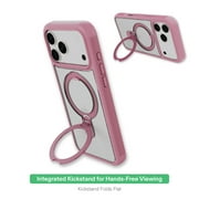 onn MagSafe Compatible Phone Case with Kickstand for iPhone 17 Pro Max - Pink/Frosted Clear