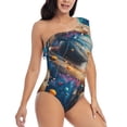 thumbnail image 3 of Rateoe Colorful Planet Universe Pattern Women One Piece Swimsuits Tummy Control One Shoulder Bathing Suits Ruffle Swimwear-XX-Large, 3 of 6