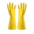 thumbnail image 1 of Vgo 1 par de guantes domésticos reutilizables, guantes de goma para lavar platos, grosor extra, mangas largas, limpieza de cocina, trabajo, pintura, jardinería, cuidado de mascotas (talla L, amarillo TUNC Sencillez, 1 of 5