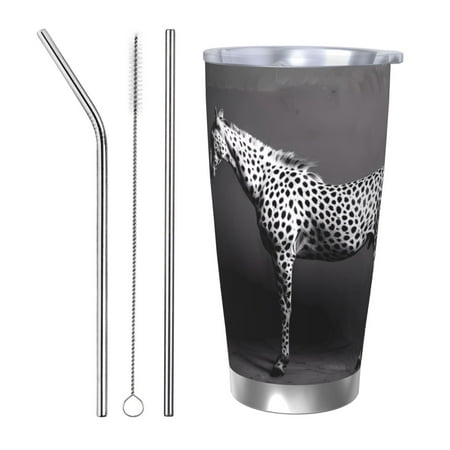 

Ocsxa Monochrome Leopard Horse Pattern 20oz Travel Coffee Mug with Flip Lid Stainless Steel Insulated Insulated Coffee Mug Thermal Cup with Splash Proof Sliding Lid-Straw Three-piece Set