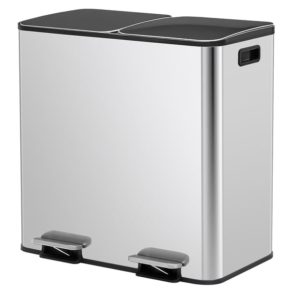 Kitchen Trash Can, 21.2 Gallon Garbage Can with Dual Inner Bins, 80 Liter Large Capacity Trash Can with Soft-Close Foot Pedal, Stainless Steel