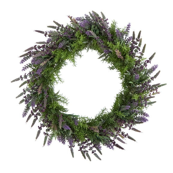 Nearly Natural 24" Lavender Artificial Wreath, Green