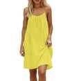 thumbnail image 4 of Hduncf Backless Cami Dress for Women Fashion Open Back House Lounge Loose Dresses Spaghetti Strap Summer Beach Flowy Sundress Yellow XXXL, 4 of 7