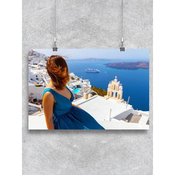 Woman At The Santorini Island Poster -Image by Shutterstock