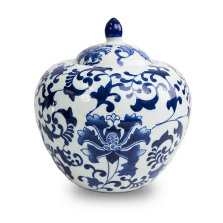 Extra Large Vases Ceramic Cremation Urn - Extra Large 250 Pounds - Blue Flourishing Blue Dynasty - Engraving Sold Separately ()