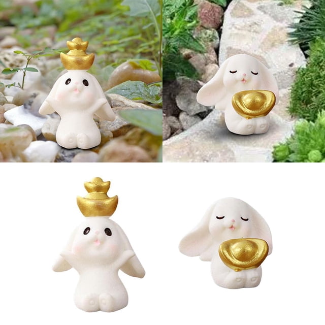 Estatua de conejo de Dibujos animados perfecl Escultura de resina 2 Piezas
