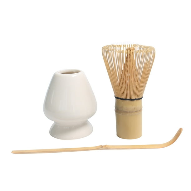 Bewildely Juego de Matcha japonés 3 en 1, batidor de bambú seguro, juegos de té de cucharadita, tienda de bebidas para interiores, herramientas para Teteras Blanco Bewildely HA010720-02B