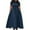 Navy, variant on Women's Plus Size Casual Solid Color Round Neck Short Sleeve Pocket Tie-Waist Swing Dress - Black XXL
