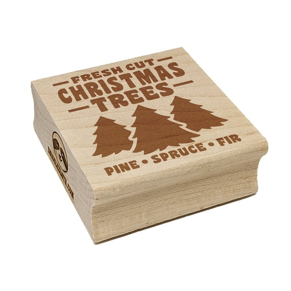 Fresh Cut Christmas Trees Square Rubber Stamp Stamping Scrapbooking Crafting - Small 1.25in
