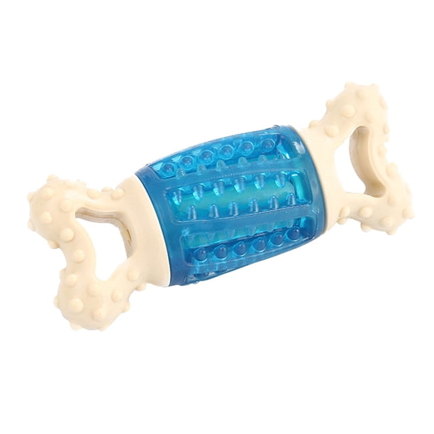 1 pieza de juguete para perro con forma de hueso y diseño de cara de perro pequeño, con sonido de dibujos animados, chirriante, para morder (azul)