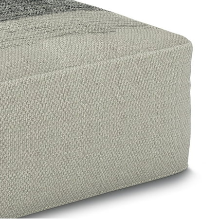 Simpli Home - Sabella Square Woven Pouf - Grey and White