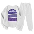 thumbnail image 3 of Trapstar Chandails Molletonnés à Col Rond pour Femmes Ensembles Manches Longues Graphiques Chandails Molletonnés pour Femmes Amples Trapstar Style de Rue Hip-hop Chandails Molletonnés à Enfiler+pantalon de Survêtement Ensemble pour Femmes de 2 Vêtements Classiques pour Femmes (Blanc, 2TG), 3 of 3