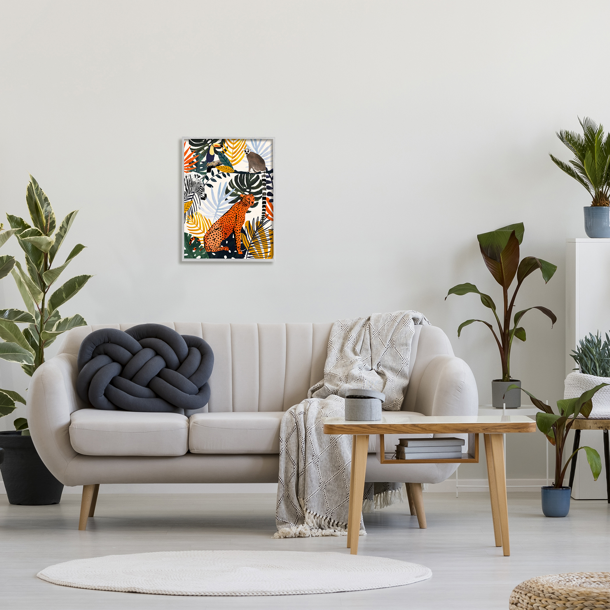 Stupell Industries Bold Jungle Animal Collage Vibrant Palm Leaf Shapes, 16 x 20, Design by Victoria Borges