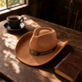 thumbnail image 5 of Qwertyu Western Cowboy Hat for Men Women Classic Roll Up Fedora Hat Jazz Cap with Buckle Belt Khaki, 5 of 6