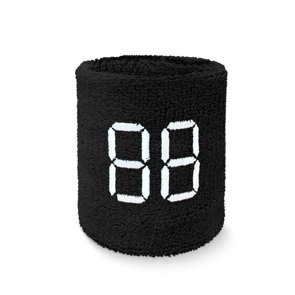 COUVER Unisex Sports Athletic Wrist Sweatband 3''-1Pair (White Number 88)