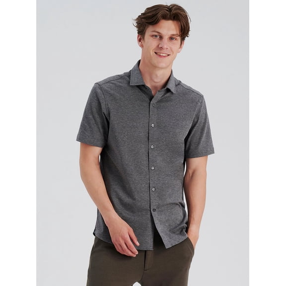 Nice Stuff Men’s Slim Fit Stretch Button-Down Shirt Short Sleeve