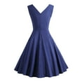 thumbnail image 2 of TIHLMK Prom Dress Women's Summer Sleeveless V Neck Vintage Solid Party Swing Dress, 2 of 6