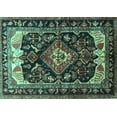 thumbnail image 1 of Ahgly Company Indoor Rectangle Persian Turquoise Blue Traditional Area Rugs, 2' x 5', 1 of 4