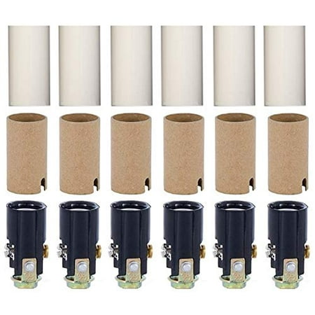 

Creative Hobbies Chandelier Lighting Fixture Socket Kit Candelabra E-12 Sockets with Cardboard Insulators and 1 3/4-Inch Tall White Plastic Candle Cover Sleeves Set of 6