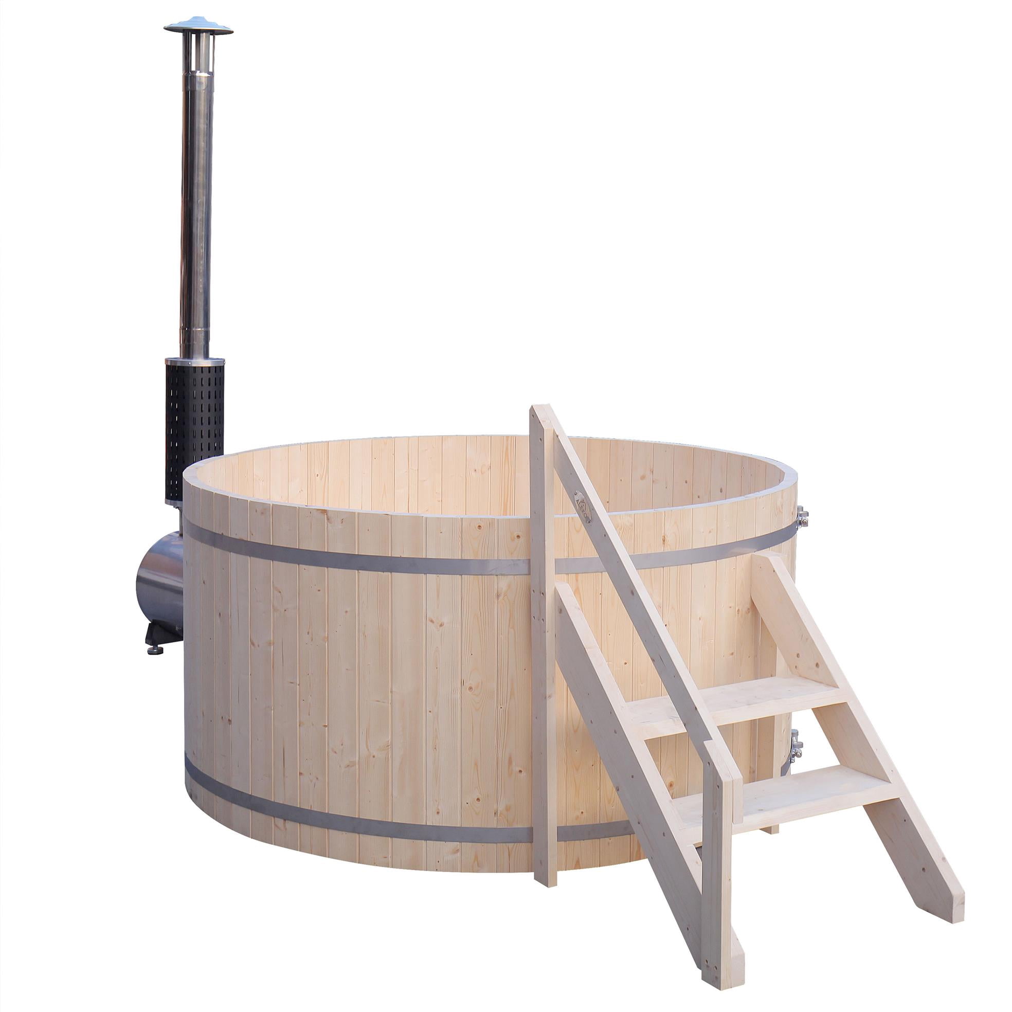 ALEKO PEWSHTUB Pine Hot Tub and Ice Bath 4-5 Person with Wood-Fired Heater