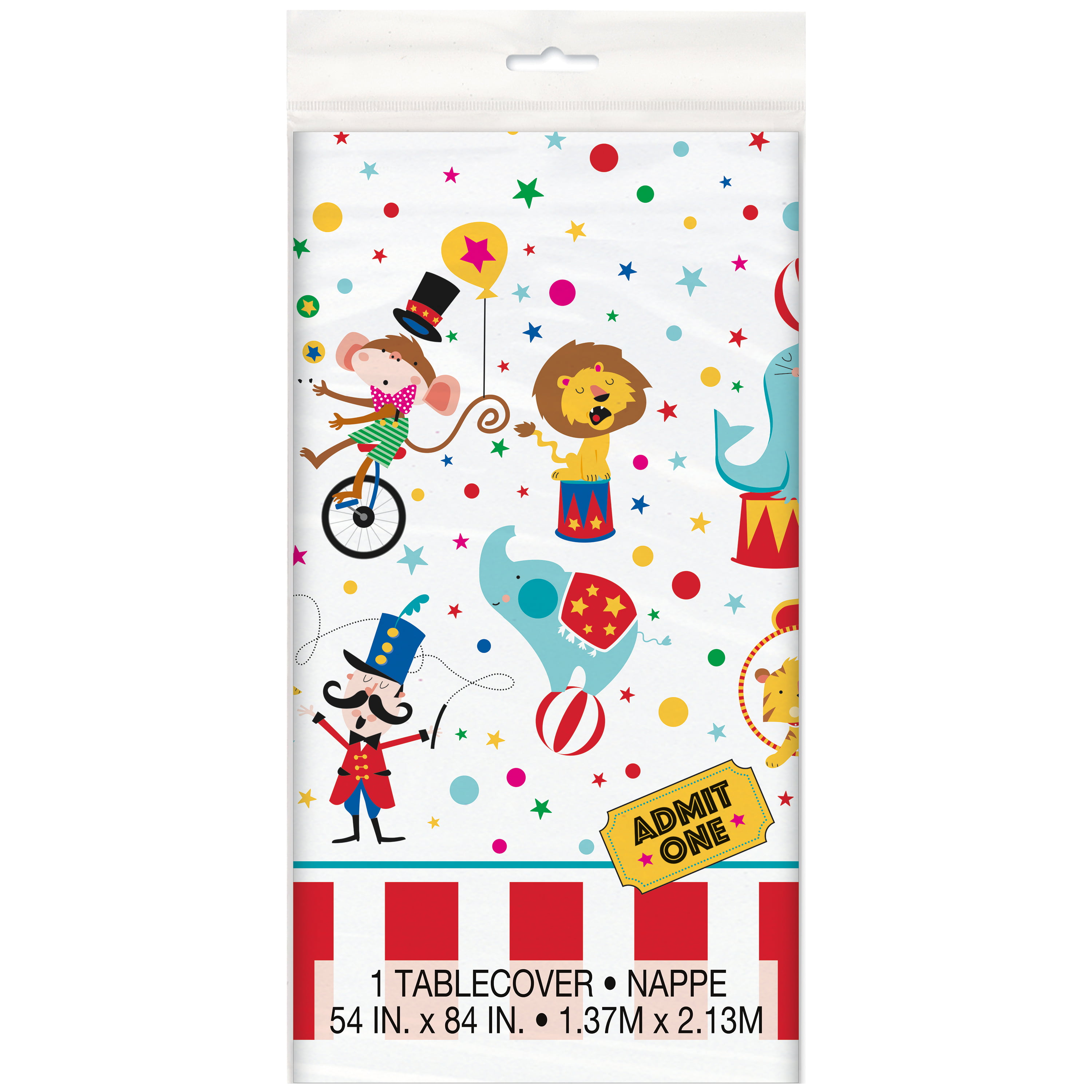 Whimsical Circus Theatre Ticket Admit One Movie Night Tablecloth Rectangle Stain Resistant Spillproof and Washable Table Cover for Outdoor Picnic Kitchen and Holiday Dinner 60X108