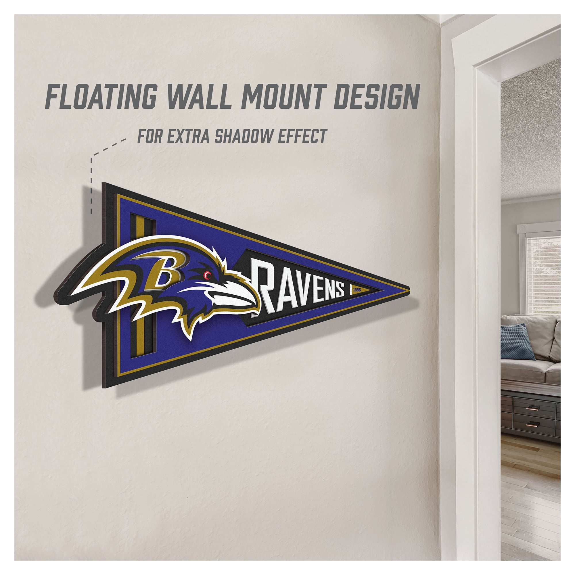 IDNA Baltimore Ravens 23" 3D Pennant Wall Art